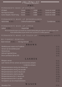 Prijzenlijst PMU, Brows, Lashes & Waxen bij NOUKS